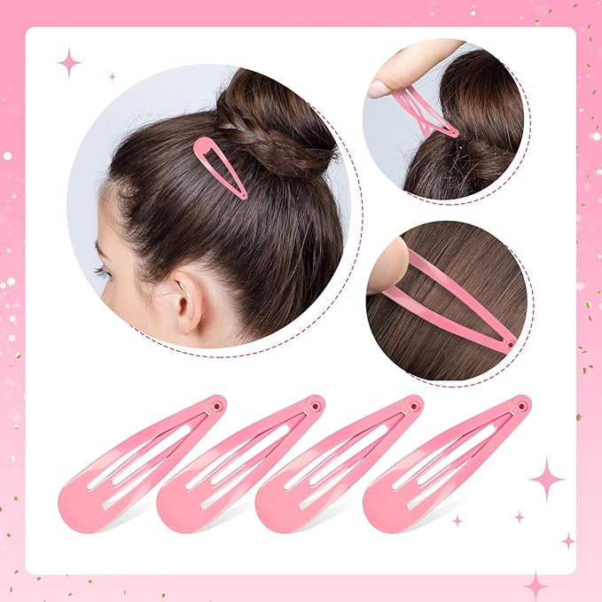 2 Inch Pink Hair Clips Barrettes Metal Snap Clips for Women Durable Water Drop Ideal Hair Accessories for Hairdressing Wedding and Everyday Use 20 pcs