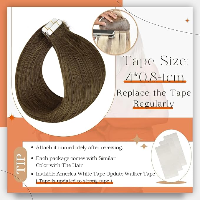 Full Shine Tape in Hair Extensions Seamless Tape ins Human Hair Extensions Color 3 Brown Hair Extension Real Human Hair 10 Inch Short 30Gram 20Pcs Soft Hair for Women Add Volume Natural