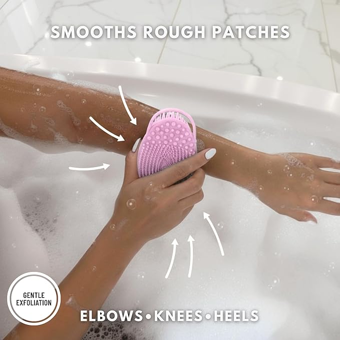 Silver Infused Exfoliating Body Scrubber - Textured Back Scrubber Shower Brush - Avilana Advanced Material Bath Tool Dual Sided - Gentle Smoothing Rough Skin - Premium Gift Women Men