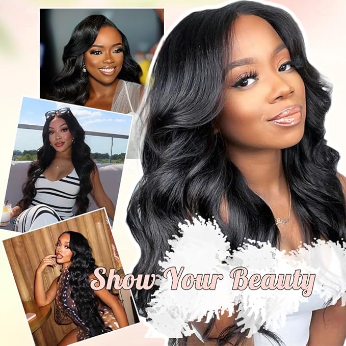 360 Lace Front Wigs Human Hair Body Wave 200% Density 34 Inch Upgraded Hidden Straps 360 HD Full Lace Wigs Human Hair With Drawstring Pre Plucked With Baby Hair for Women Natural Black