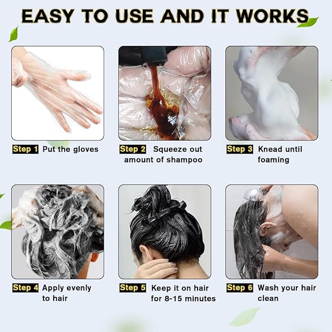 cosmpro Black Hair Dye Shampoo 3 in 1 for Women/Men for Gray Coverage Instant Hair Color Shampoo Semi Permanent Champu Para Cana