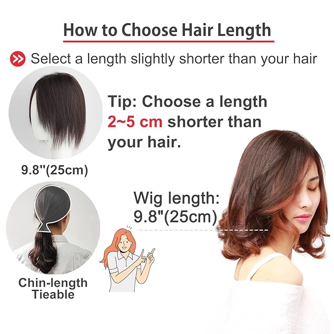 Real Human Hair Topper Pieces Double-Monofilament Top Hand-Tied Mid Length for Women Thinning BHADS914 (3 Natural Brown × Hair Length:9.8"(25cm), Base Size:3.5"×5.5"(9cm×14cm))