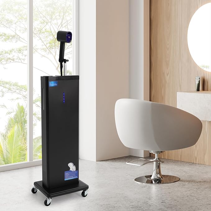Nano Hair Steamer, 1300W Professional Micro-Mist Hair Steamer 9-Gear Adjustable, Floor Type 360° Rotation Universal Wheel for Hair Deep Care Hair Repair Salon Spa (Black)