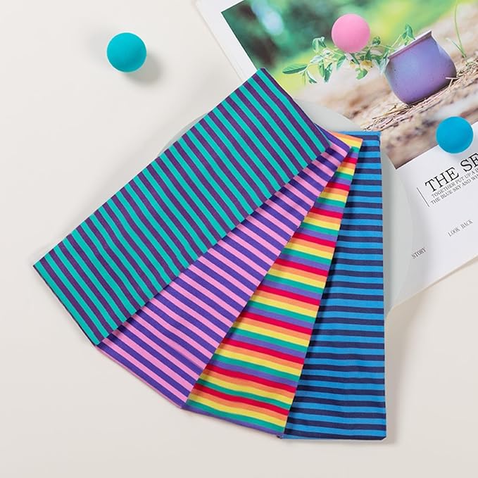 4pcs Striped Headbands for Women Wide Head Bands for Women's Hair Non Slip Wraps Elastic Stretchy Fashion Bandanas Workout Yoga Cute Hair Bands for Women's Hair Accessories