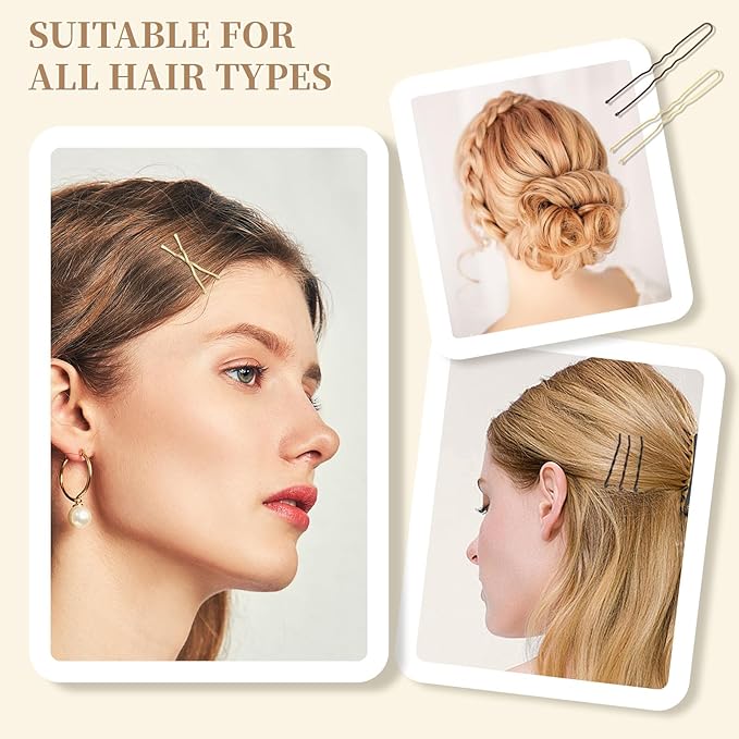 200 Pcs 2.4 Inch U-Shaped Bobby Pins Golden Metal Hair Pins Hair Accessories for Women Stylists Hair Sticks Girl