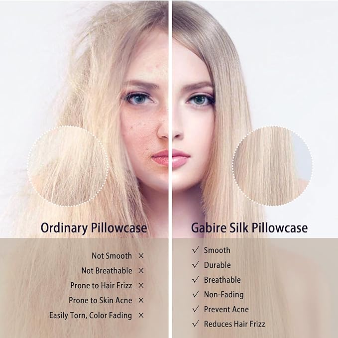 Mulberry Silk Pillow Case for Hair and Skin Prevent Acne Pillowcases Both Sides Real Silk Pillowcases Organic Silk Pillowcase with Hidden Zipper, Silver Grey, Queen (20"×30")