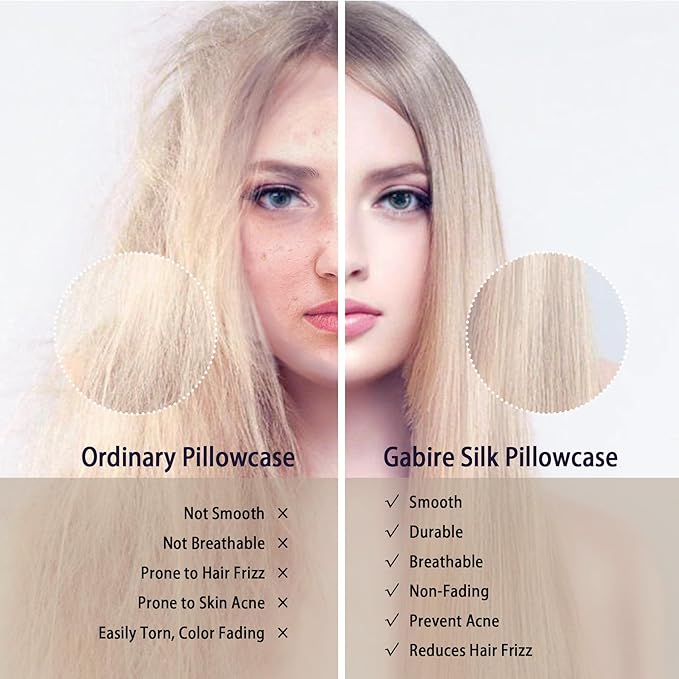 Mulberry Silk Pillowcase for Hair and Skin Prevent Acne Pillow Cases Both Sides Real Silk Pillowcases Organic Silk Pillowcase with Hidden Zipper, Dusty Blue, King (20"×36")