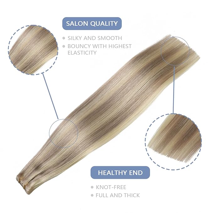COOKAYU Invisible Tape in Hair, Ash Blonde and Platinum Blonde Seamless Injected Tape in Human Hair Extensions 20pcs/pack 20Inch 45g Invisi Edge Extensions