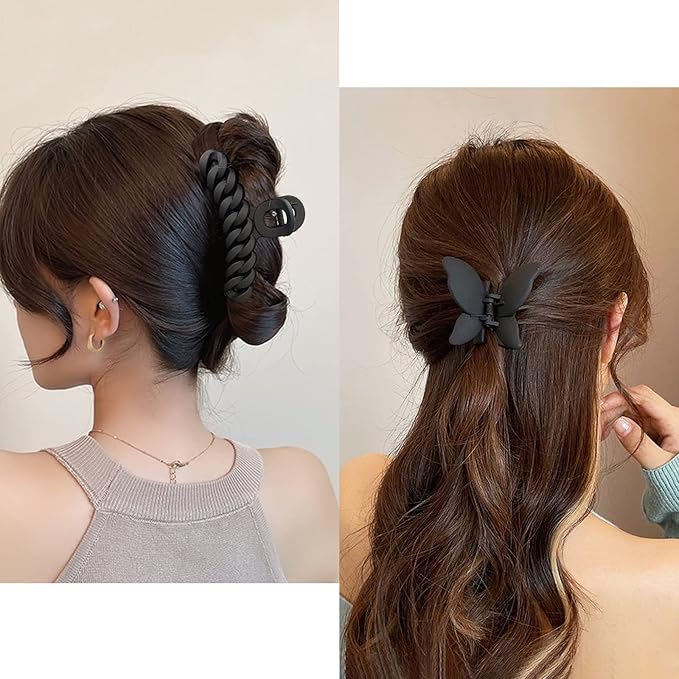 SEVEN LUCKY LIGHT Hair Clips for Women,7 Pcs Different Sizes and Styles Claw Clips,Black Hair Clips for Thick Hair,Thin Hair