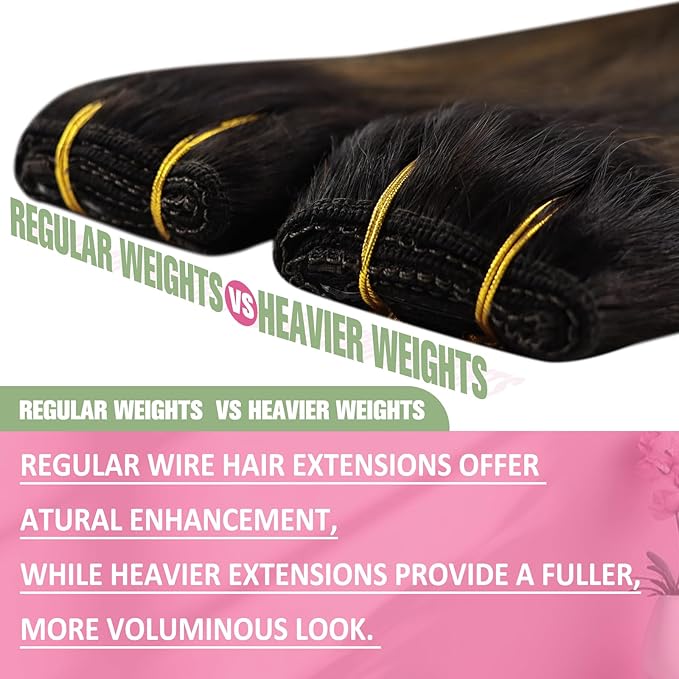YoungSee Human Hair Wire Extensions Balayage Wire Hair Extensions Real Human Hair Balayage Darkest Brown to Medium Brown Straight One Piece Hair Extensions 18In 80G