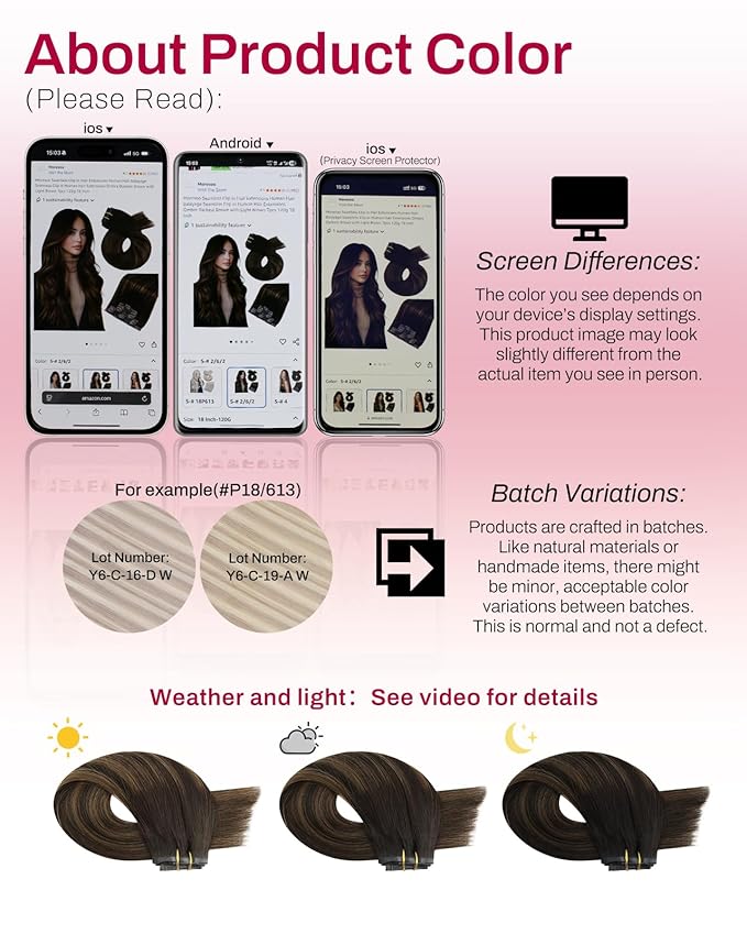 Moresoo Seamless Clip in Hair Extensions Human Hair Balayage Seamless Clip in Human Hair Extensions Ombre Dark Brown with Chestnut Brown 7pcs 120g 18 Inch