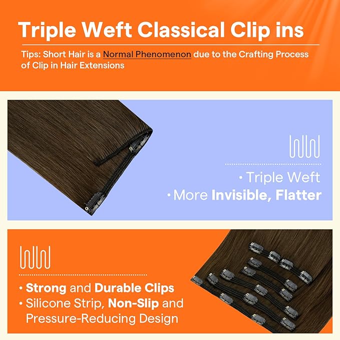 Full Shine Clip in Extensions Real Human Hair Brown 22 Inch Invisible Clip in Hair Extensions Human Hair Straight Triple Weft Medium Brown Remy Hair Extensions Clip ins 7 Pcs 120 G
