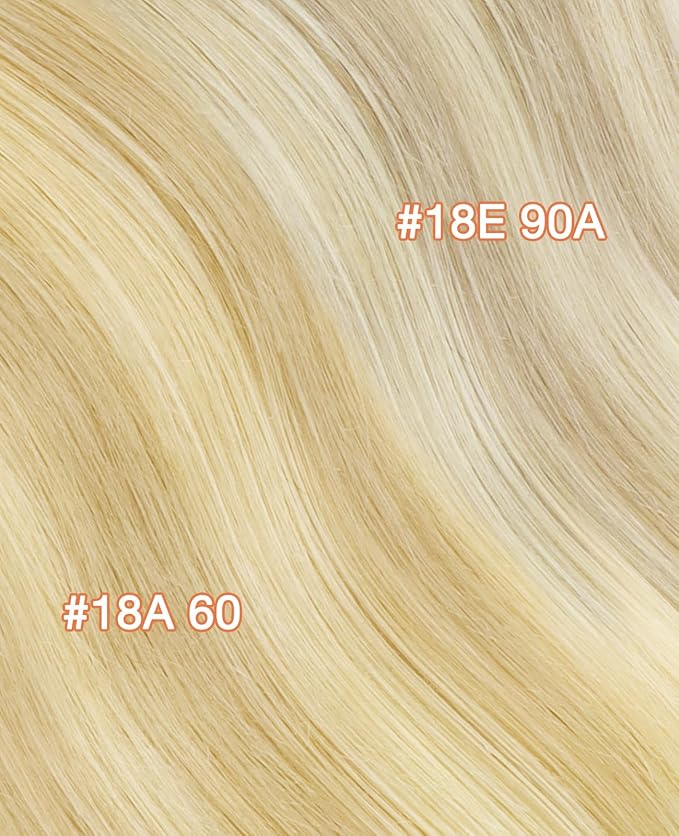 GOO GOO Invisi Edge Tape in Hair Extensions Human Hair, 18AT60A Pearl Ash Blonde Highlights 20pcs 16inch 50g, Virgin Remy Hair, Seamless Injected Tape, Natural Look