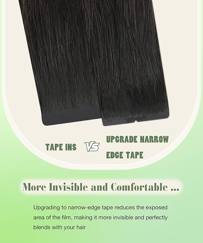 SURNEL Human Hair Tape in Extenions Ombre 1B Off Black Fading To 4 Chocolate Brown Tape in Hair Extensions 16 inch 20pcs 50g(#1BT4-16)