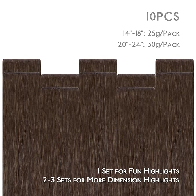 WENNALIFE Invisi Edge Tape in Hair Extensions Human Hair, 24 Inch 30g 10pcs Chocolate Brown Invisible Luxury Remy Hair Extensions Natural Seamless Injected Tape Straight Extensiones De Cabello Humano