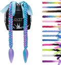 SEGO 1PCS/2PCS Helmet Pigtail Braids with Detachable Suction Cup Bowknot Ponytail Hair Many Colors (Helmet not Included)