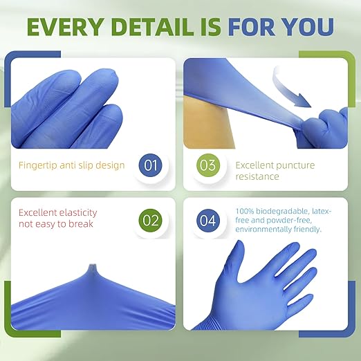 Jointown Biodegradable Nitrile Exam Gloves, Disposable Medical Surgical Gloves, Violet Blue Nitrile Glove, Latex Free, Food Safe, 1000 Count, Small