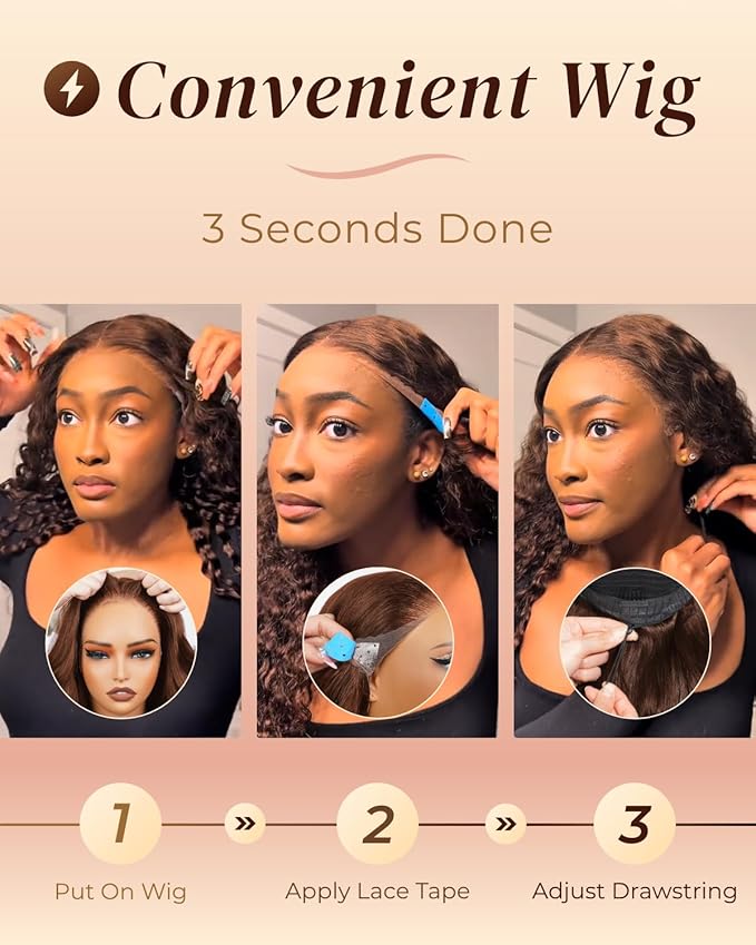 Arabella Chocolate Brown Lace Front Wigs Human Hair 13x6 Deep Wave Lace Front Wigs Human Hair Colored Deep Curly HD Lace Frontal Wigs for Women Pre Plucked with Natural Hairline 26 Inch