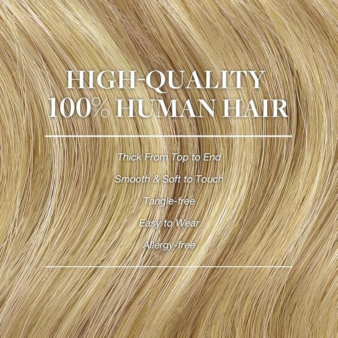 GOO GOO Clip in Hair Extensions Real Human Hair, Remy Human Hair Extensions Clip ins for Women, Natural Human Hair, 16inch 150g 9Pcs, 16/22 Light Blonde Highlighted Golden Blonde
