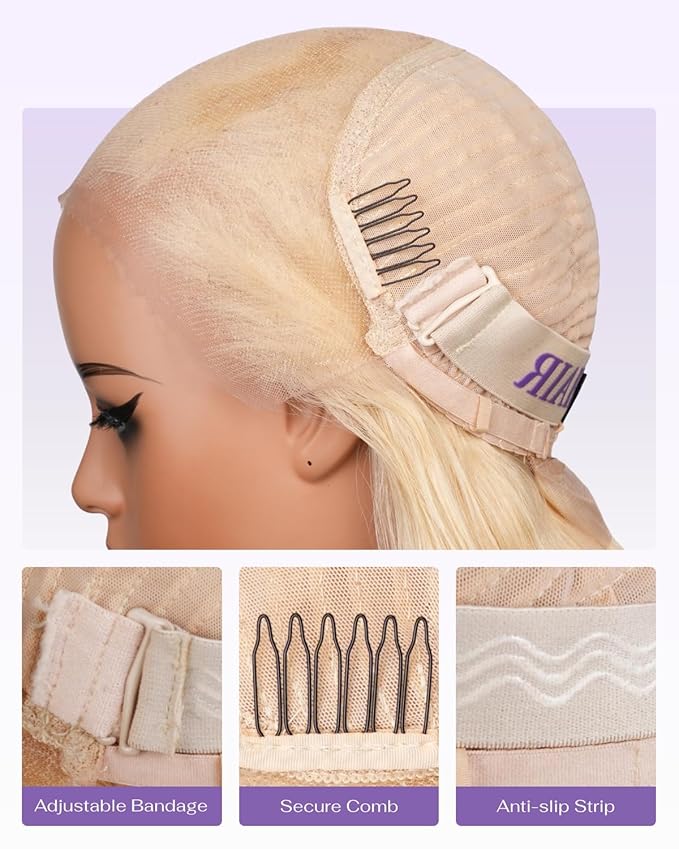 613 13x6 Lace Front Wig Human Hair 180 Density Body Wave Blonde Wig Human Hair 613 HD Lace Frontal Wigs 100% Real Human Hair No Synthetic Blend No Tangle No Shedding Triple Lifespan 3X 20 Inch