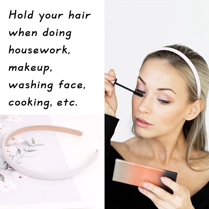 Wecoe White Satin Headbands, 10pcs Non Slip Fashion Hair Bands for Women' Hair - Holiday & DIY Accessories