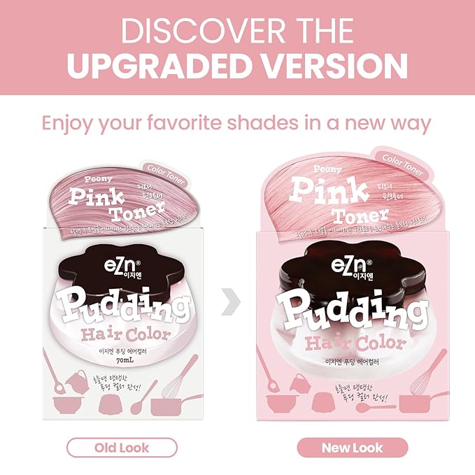 eZn Pudding Hair Dye, Ammonia-Free, Semi-Permanent DIY Korean Hair Dye Color with Keratin (Pink_Toner)