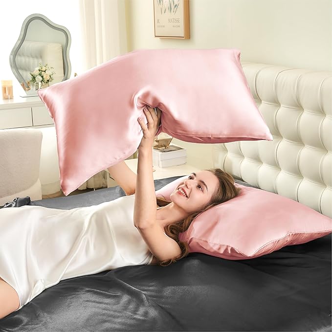 INFIIXSO Mulberry Silk Pillowcase for Hair and Skin, Silk Pillow Cases Queen Size with Hidden Zipper 20x30 Inches, Extraordinary Smooth and Soft Cooling Pillow Cases for Hot Sleepers(Coral, 1 Pack)