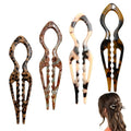4PCS Prestige French Hair Pins for Women - Acetate Hair Clips for Thick, Thin, Fine Hair - Decorative Bun Styling Barrettes in Black & Blonde(A)