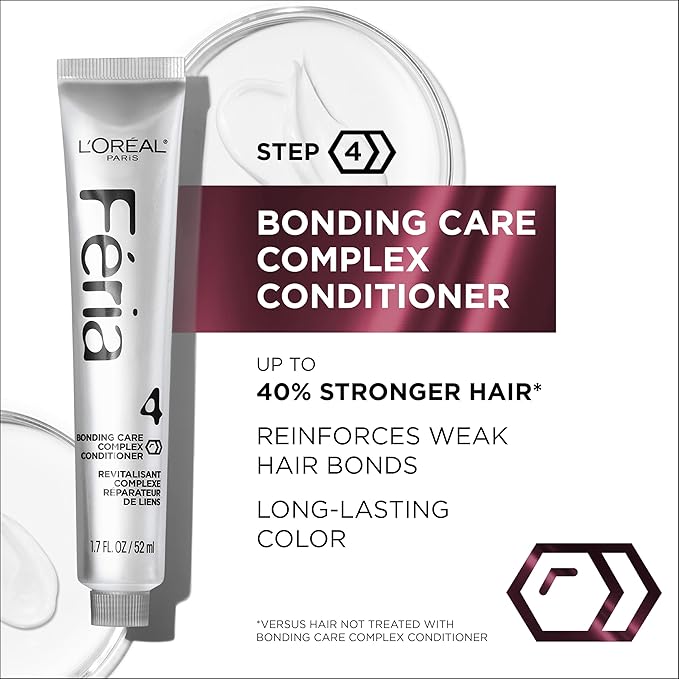 L’Oreal Paris Feria Multi-Faceted Shimmering Permanent Hair Color, High Intensity Hair Dye for 3X Highlights, 52 Auburn Rose, 1 Hair Dye Kit