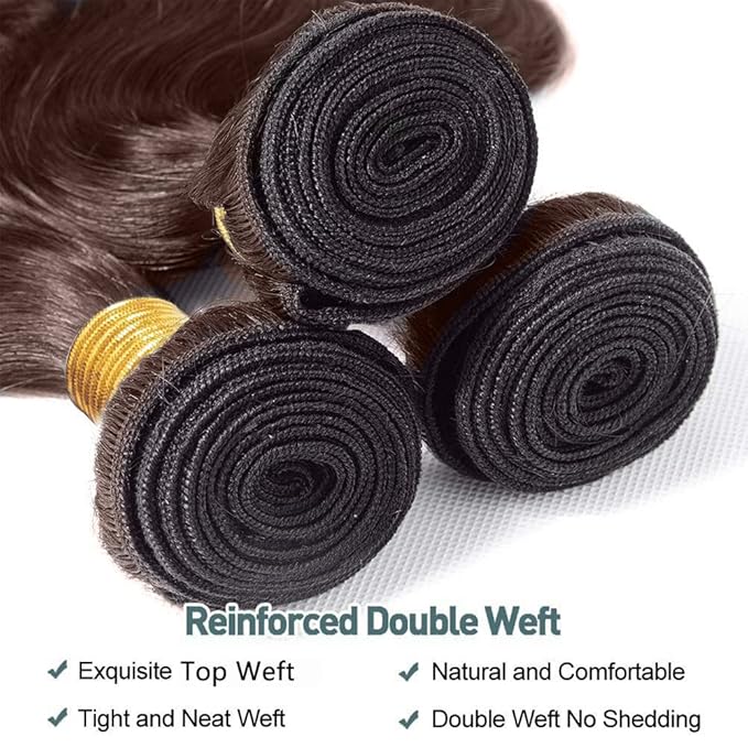 Color 4 Bundles Human Hair Brown Water Wave Bundle Niegmeag Brazilian Virgin Remy Hair 3 Bundles 18 20 22 Inch Chocolate Brown Wet and Wavy Bundle 150g