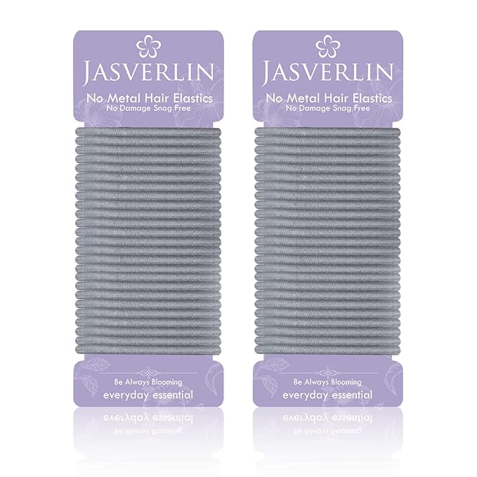 Gray Hair Elastics Ties, No Metal Ponytail Holders for Women Girls Men Guys Thick Curly Hair Styling Accessories No Pull Damage Crease Breakage 50pcs (Gray)