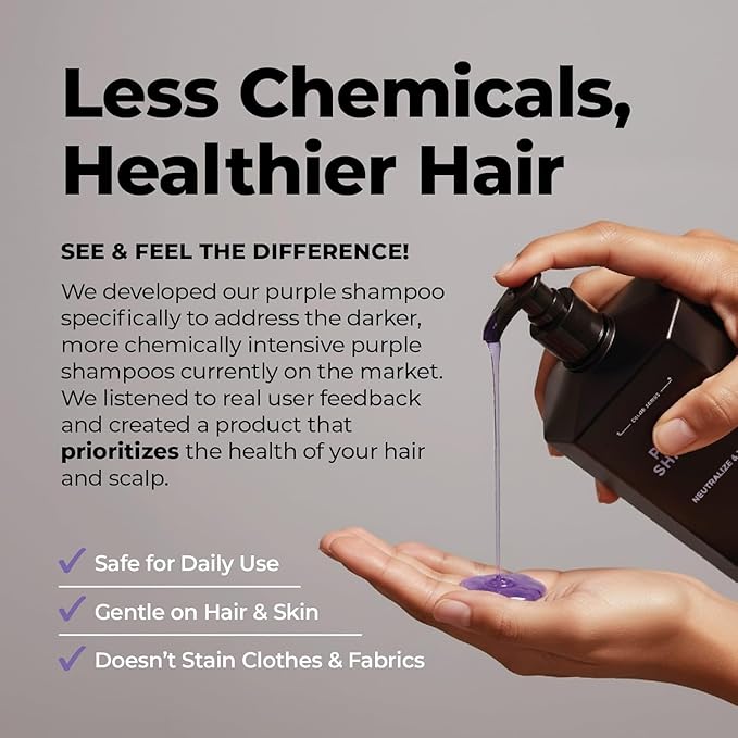 Purple Shampoo for Blonde Hair Women & Men – Blonde & Silver Hair Toning – Sulfate-Free Anti-Brass Purple Shampoo for Blondes, Highlights & Color-Treated Strands – 17oz
