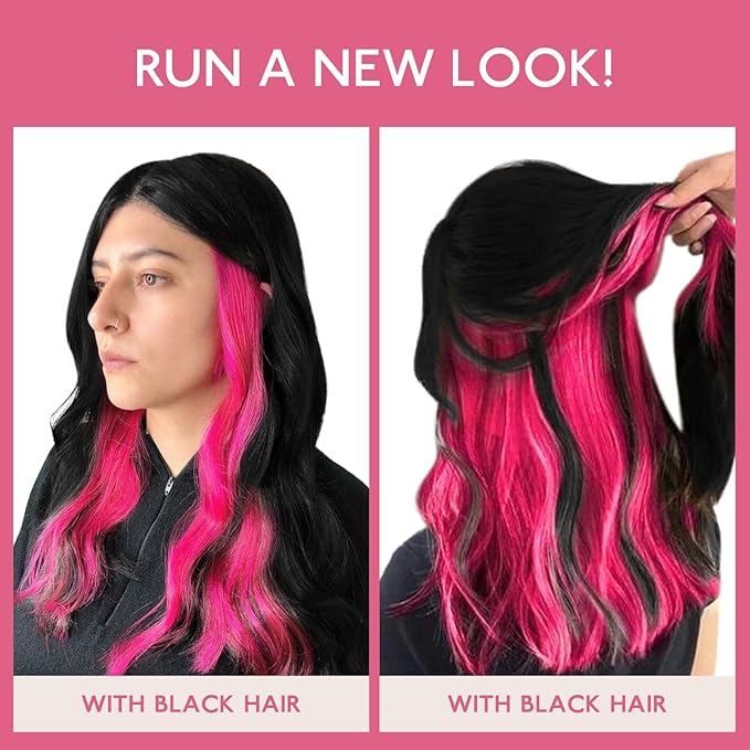 WENNALIFE Tape in Hair Extensions Human Hair Hot Pink Tape in Extensions, 10pcs 30g 26 inch Remy Invisible Tape Ins Straight Colored Soft Real Human Hair Tape in Extensions Refill Set Extensions