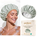 Yanibest Shower Cap Reusable Waterproof - Double Layer Shower Caps for Women, Washable Shower Bonnet with Soft Non-Slip Elastic Band, Bath Hair Hat for Most Hair Types