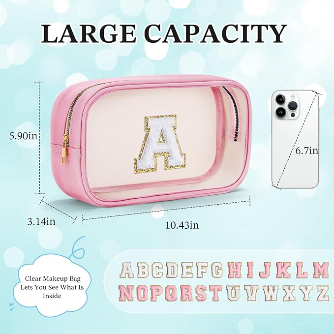 YOOLIFE Christmas Gifts for Grandkids Teacher Gift Travel Toiletry Bag Clear Makeup Bag Travel Essentials Christmas Gifts for Girls Teen Girlfriend Kids Birthday Gift Stocking Stuffers Pink M