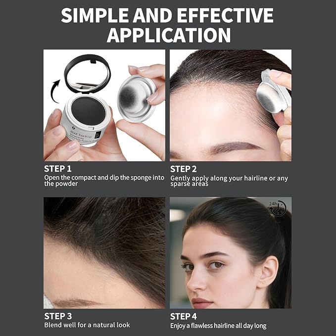 Hairline Powder 24H Stain-Proof, Root Touch Up Hair Color for Gray Coverage,Bald Spot Concealing Hair Shadow Powder for Women & Men,Natural-Looking (Medium Blonde)