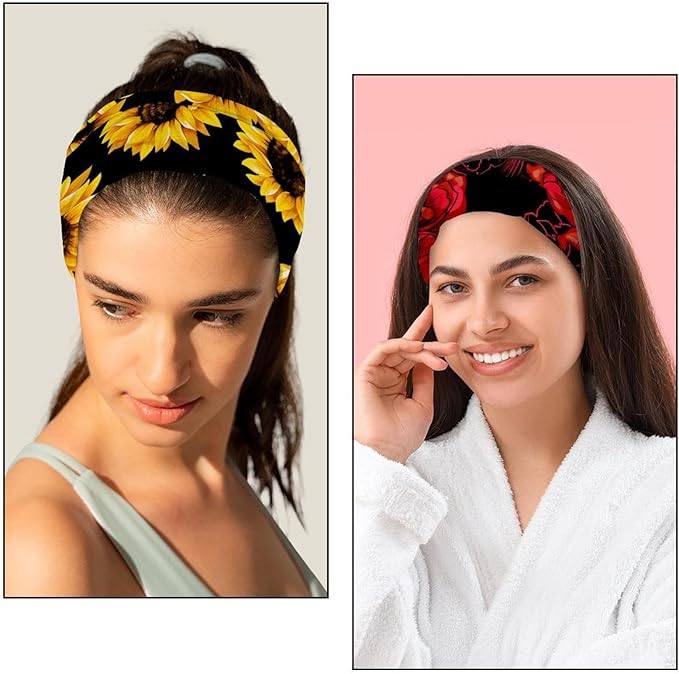 6 Pcs Stretchy Headbands for Women, Absorbed Sport Headband Soft Twist Knotted Headbands for Daily Life Yoga Workout, Dogs Collection Multi Animal