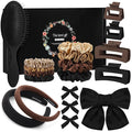 Hair Accessories Kit for Women, 27 PCS Set Included Hair Scrunchies, Claw Clips, Bow Clips, Hair Brush and Headband Hair Gift for Women (Neutral Color)
