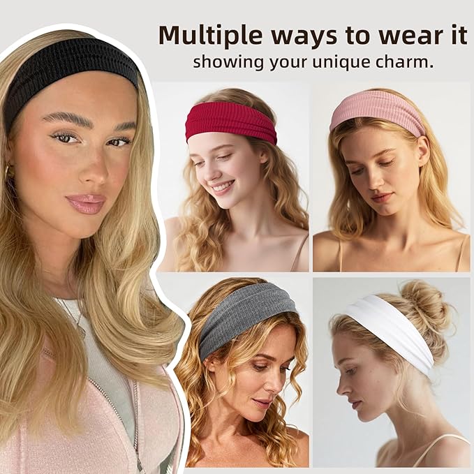 Headbands for Women Non Slip Thick Headbands Fashion Wide Headband Elastic Hairbands for Women's Hair Soft Head Band Hair Accessories 6PCS