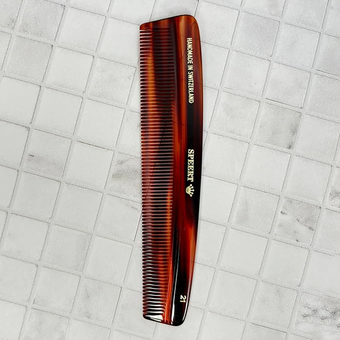 #21 Handmade Narrow Tooth Comb Tortoise Havana Acetate Fine Straight Thin Detangling Parting Grooming Teasing Hair Styling Hairdresser Barber Hairdressing Wet Dry Pocket Travel Women Men Kids