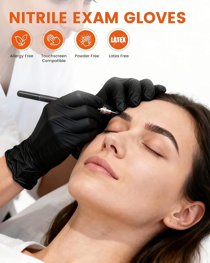 Amarynth 4 Mil Disposable Nitrile Exam Gloves, Powder Free, Strong Grip for Cleaning