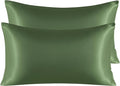 NTBAY 2 Pack Satin King Pillowcases for Hair and Skin, Luxurious and Silky Pillow Cases with Envelope Closure, 20x36 Inches, Olive Green