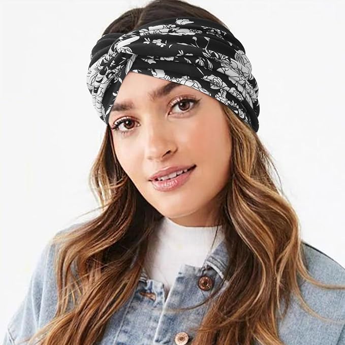 Extra Wide Headbands for Women Large Turban Headband Non Slip Boho Elastic Hairband Hair Twisted Knot Head Bands Accessories