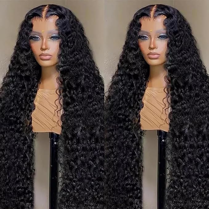 VIPbeauty 13x6 Deep Wave Lace Front Wigs Human Hair Wigs for Women 200 Density 26 Inch HD Lace Front Wigs Human Hair Pre Plucked with Baby Hair Natural Black