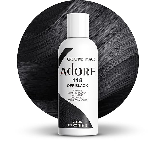 Adore Semi Permanent Hair Color (118 Off Black) | Vegan & Cruelty-Free Black Hair Dye | No Ammonia, No Peroxide, No Alcohol | 4 Fl Oz (Pack of 1)