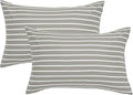 JELLYMONI 100% Natural Cotton StripedKing Pillowcases Set, 2 Pack Gray and White Stripes Pattern Printed Pillow Covers with Envelope Closure(Pillows are not Included)