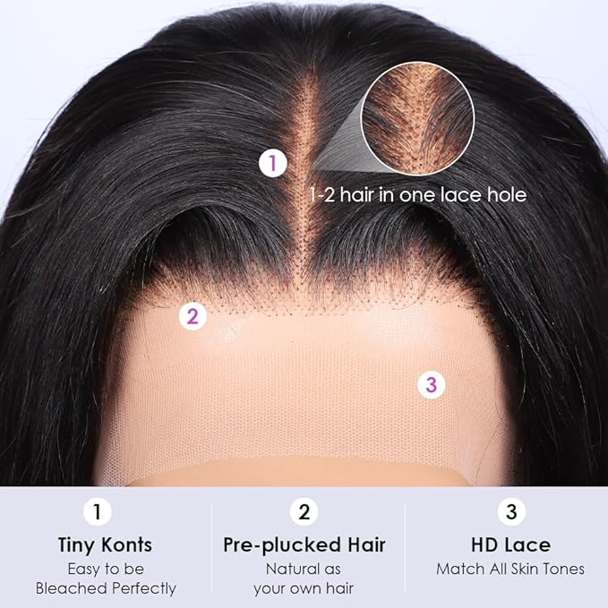 Iris Queen 220 Density 13x4 HD Straight Lace Front Wigs Human Hair Pre Plucked 12A Transparent Full Lace Frontal Wig for Black Women Unprocessed Natural Black Hair (20 inch)