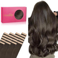 WENNALIFE Tape in Hair Extensions Human Hair, 20pcs 50g 14 inch Cool Dark Brown Remy Hair Extensions Straight Human Hair Tape in Extensions Skin Weft Tape Extensions