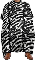Men Women Adults Black White Stripes American USA Flag Salon Haircut Capes, Lightweight Hairdressing Haircut Apron for Hairdressers, Profession Barbershop Supplies