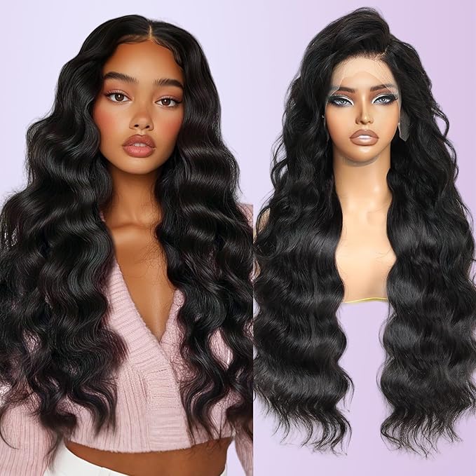 210% Density 13x6 Full Lace Frontal Wigs Human Hair 12A Body Wave Brazilian Virgin Human Hair Pre Plucked HD Transparent Lace Glueless Wigs Human Hair with Baby Hair 32 Inch